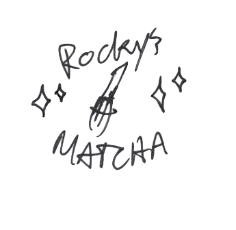 Rocky's Matcha logo, hand-drawn